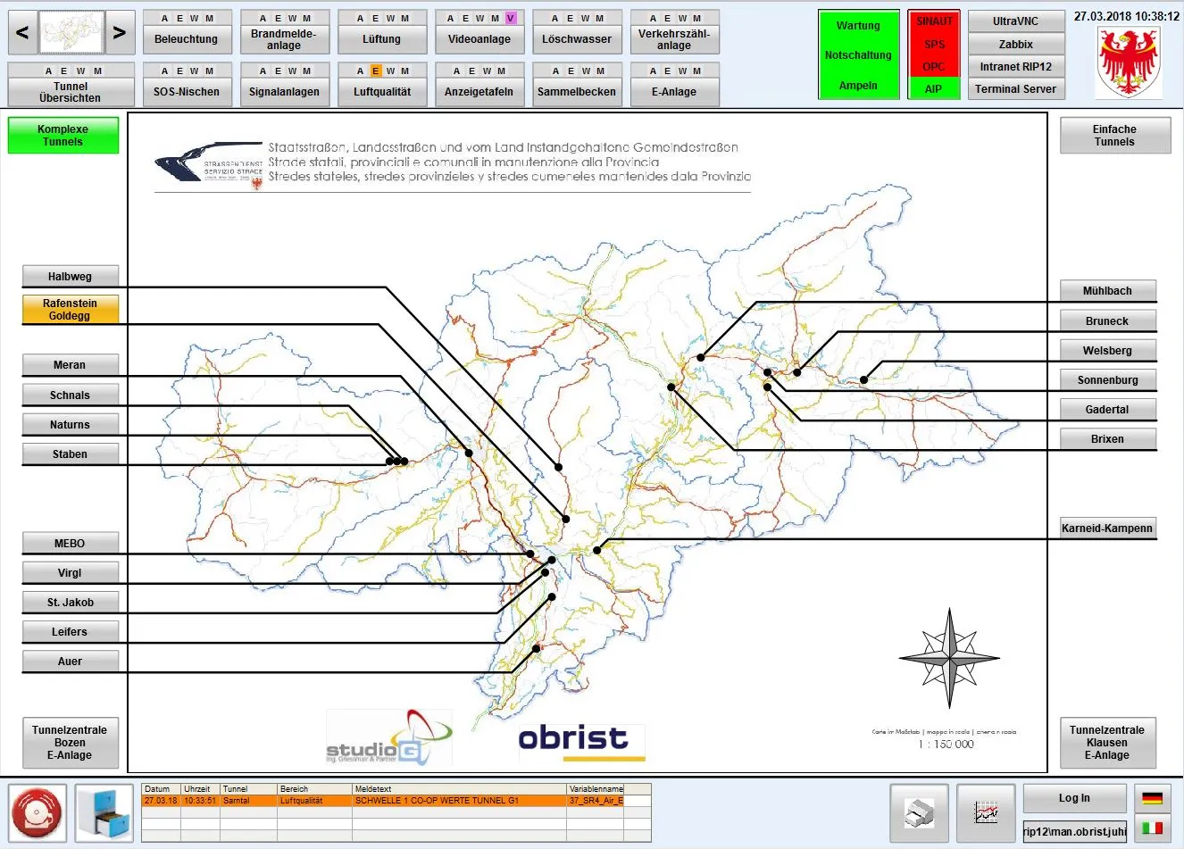 <ul><li>Zentrales Verwaltungs- und Leitsystem für insgesamt <strong>45 Tunnelanlagen</strong></li><li><strong>Seit 2010-2025 laufendes Projekt</strong> mit kontinuierlicher Weiterentwicklung und Betreuung</li><li>Integration unterschiedlichster technischer Systeme in eine <strong>einheitliche, benutzerfreundliche Bedienoberfläche</strong></li><li>Umsetzung eines <strong>Remote-Zugriffs</strong> zur Visualisierung und Überwachung – auch per Smartphone</li></ul>