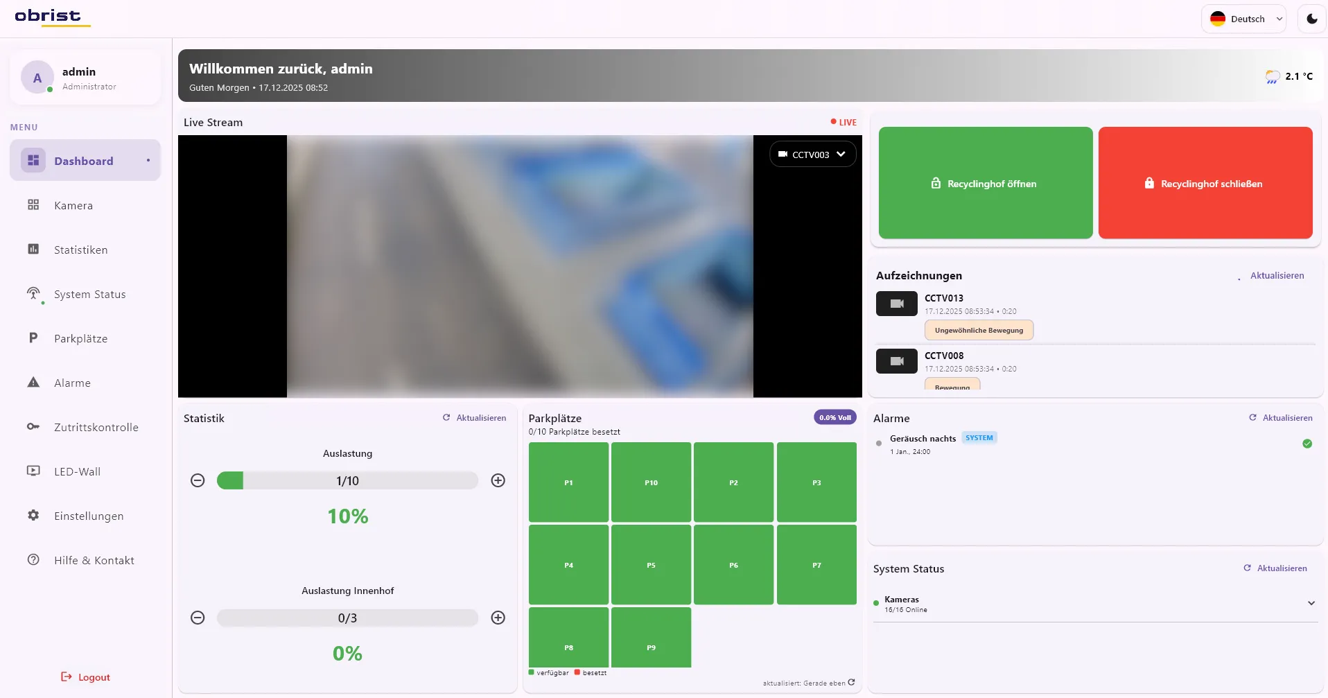 <ul><li>App zur Steuerung des gesamten Betriebes</li><li class="ql-indent-1">Live-Streams</li><li class="ql-indent-1">Öffnungszeiten / Feiertage</li><li class="ql-indent-1">Anzeige der aktuellen Belegung</li><li class="ql-indent-1">Alarme</li><li class="ql-indent-1">Verwalten von Kunden</li><li class="ql-indent-1">etc.</li></ul>